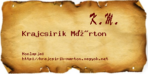 Krajcsirik Márton névjegykártya